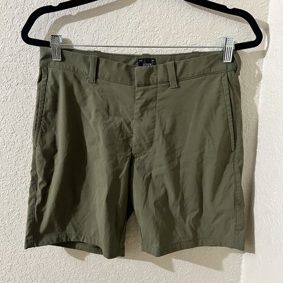 J Crew Stretch Chino Shorts Size 29 Length Inseam 7" Dark Olive Green EUC - Picture 1 of 3